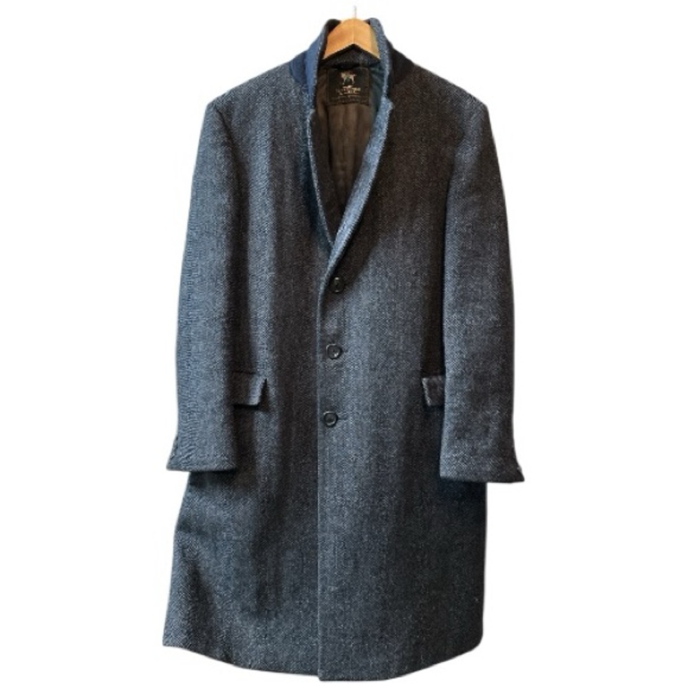 VTG 100% wool herringbone long peacoat || Hart Schaffner & Marx